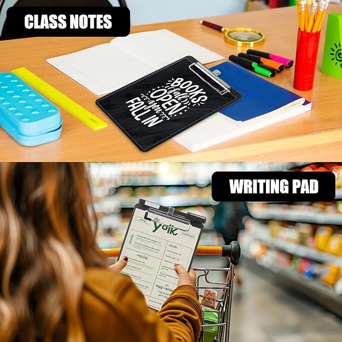 20 Pack Mini Clipboards, 6 x 9 Inch Small Clipboards Pocket Clipboard, Plastic Memo Clipboard with Profile Clip, Small Plastic Clip Board for Notepads Receipts Tickets(Black)