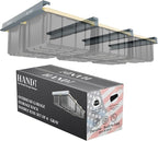 HANDT Overhead Garage Storage Rack, Connectable Heavy Duty Metal Ceiling Rails For Garage Storage Organization Shelving System, Hanging Racks For Tote Containers, Supports Up To 6 Bins, 4 Sets Gray