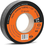 Wirefy 1-1/2" Heat Shrink Tubing - Large Diameter - 4:1 Ratio - Adhesive Lined - Industrial Heat-Shrink Tubing - 50 Feet Roll - Black