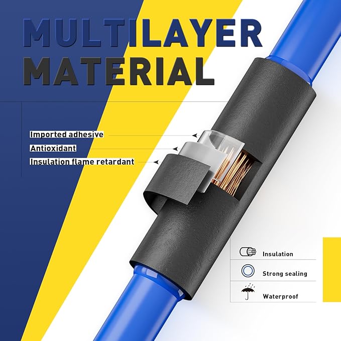 haisstronica 3:1 Heat Shrink Tubing, Shrink Ratio Adhesive Lined Marine Grade Heat Shrink Tube for Home, Automotive and Industrial (Black) 65FT 1/4inch