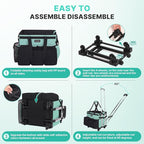 Large Rolling Cleaning Caddy Bag with Detachable Trolley, Waterproof Cleaning Caddy on Wheels for Housekeepers, Cleaning Cart Supplies Organizer for Home,Car,Office,Picnic (Blue-Green) (Patent)