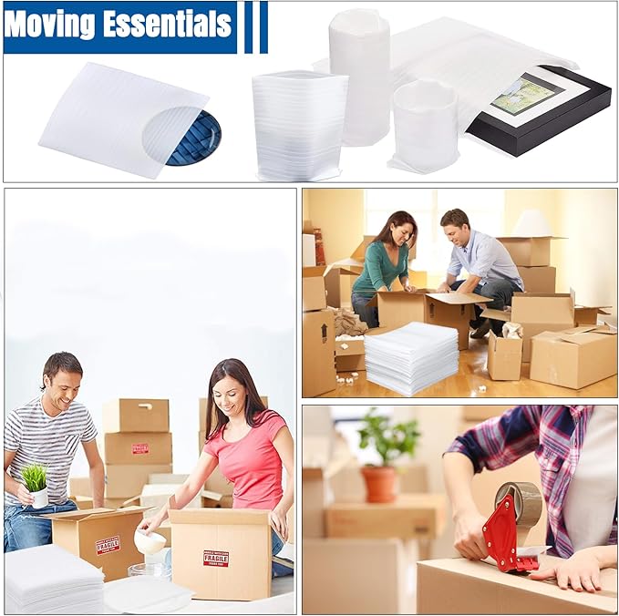 100 Pack Foam Pouches, Cushion Foam Wrap Pouches for Moving and Storing, 8"x10" Foam Wrap Pouches Protect Fragile Items, Protect Mug, Glasses, China, and Dishes, Packing supplies