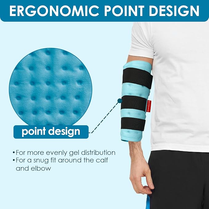 Comfytemp Calf Shin Splint Ice Packs for Injury Reusable, FSA Eligible HSA, Elbow Gel Pad Wrap, Hot Cold Compress Freeze Sleeve for Swelling, Varicose Veins, Tendonitis, Knee, Leg, Surgery Gift, 2 Pcs