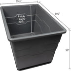 Commercial 20 Bushel Utility Cart with Steel Base, Poly Box Basket Truck, Laundry Cart, and Rolling Trash Bin, 51.5-Inch x 35.5-Inch x 36-Inch, 1000 Pound Weight Capacity, Black