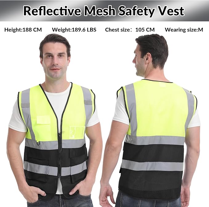 BeautyWill Custom Safety Vest Logo Class 2 High Visibility Reflevtive Vest Outdoor Protective Workwear