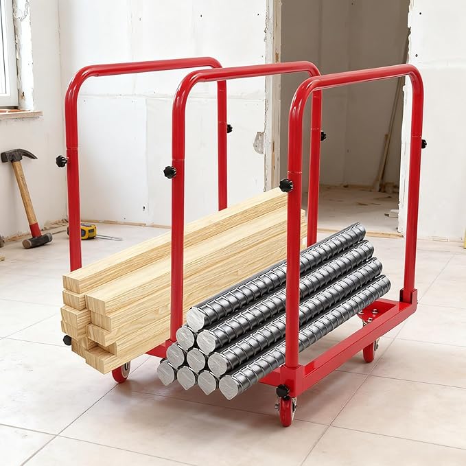 Platform Truck, Heavy Duty Hand Truck with Casters, 1400lbs Capacity Foldable Basket Cart with Handles, Flatbed Push Dolly for Groceries/Garage/Warehouse(Red)
