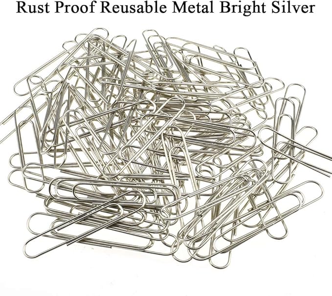 HAHIYO Paper Clips Sturdy 2 inches Length 100 Pack Paperclips Heavy Duty Tight Grip Rust Proof Reusable Metal Bright Silver for Home Office School