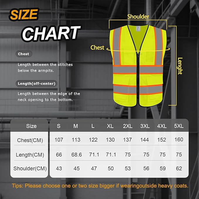 High Visibility Vest for Men Women 5 Pockets Safety Vest with Reflective Strips, Hi Vis Vest with Mesh Fabric, Breathable, (GR720-Yellow,S).