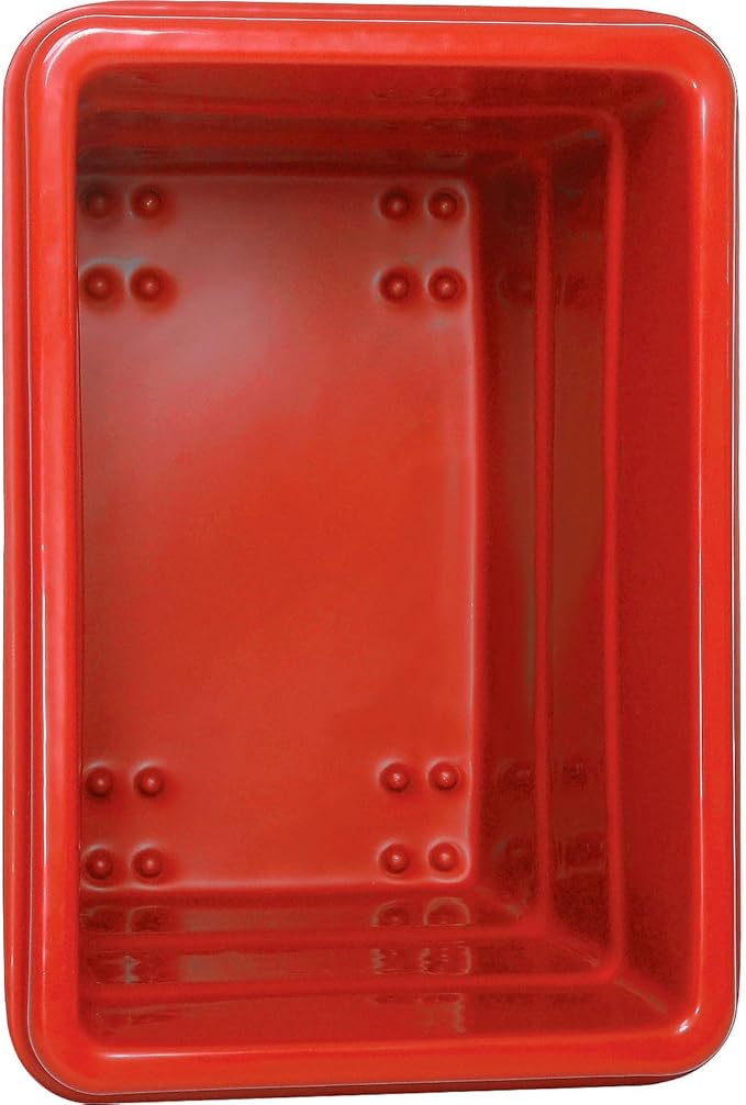 Global Industrial 6 Bushel Plastic Bulk Box Truck, Direct Mount Base, 500 lbs. Capacity, 3" Non-Maring Rubber Casters, Red, 33-2/5"L x 23" W x 24-1/2"H