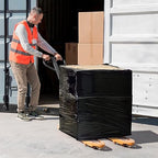 APQ 4 Rolls of Blown Hand Stretch Film 15" x 1500'. Black Hand Stretch Wrap, 80 Gauge. Tear Resistant Residue Free Film for Moving, Shipping, Wrapping. Industrial Grade Pallet Shrink Wrap Film.