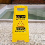 12-Pack Bilingual Caution Wet Floor Signs, A-Frame Double-Sided Warning Signs for Indoor & Outdoor Commercial Use, Foldable & Sturdy for Kitchen, Pool, Hotel and Workplace Safety