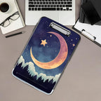 Clipboard with Storage,Office Supplies Nursing Clipboards Folder with Pen Holder Plastic Storage ClipBoard Foldable for Teacher Nurse,Moon Forest