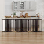 Dog Gate for Doorways 32" Tall Freestanding Dog Gate for Stair Foldable Pet Gate for Dogs Indoor (Brown,6 Panel)