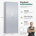 Greenvelly 63" H Metal Storage Cabinet Dark Grey, Locking Metal Cabinet, Store Tools, Clothes, Tableware and Toiletries, Garage Cabinets with Adjustable Shelves for Office, Home, Garage, Pantry