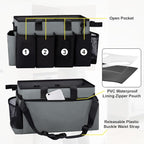 Wearable Large Cleaning Caddy Bag for Housekeeper, Clean Supply Organizer with Adjustable Shoulder, Waist & Handle Straps, Detailing Bag for Kitchen Supplies (Black&Gray)