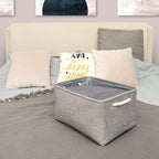 TheWarmHome Storage Bins for Shelves - 11.8x7.9x5.2 inch Grey Small Storage Baskets for Organizing, Fabric Storage Cubes Closet Organizer for Home Nursery Gift Decorative (Gray)