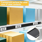 50 Pcs Shelf Label Strips, Self Adhesive Shelf Label Holder, 1.5''H x 48''L with 50 White Labels Sheets Price Tag Holder Clear Plastic Shelves Clip for Supermarket Gondola Shelving