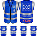 5 Pack Mesh Safety Vest Custom Logo Class 2 High Visibility Reflective Vest with Pockets Construction Security Work Vest Blue