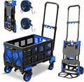 2 in 1 Hand Truck Dolly Foldable, 330LB Folding Hand Truck Heavy Duty Carrying, Folding Hand Cart with Retractable Handle Dolly Cart for Moving