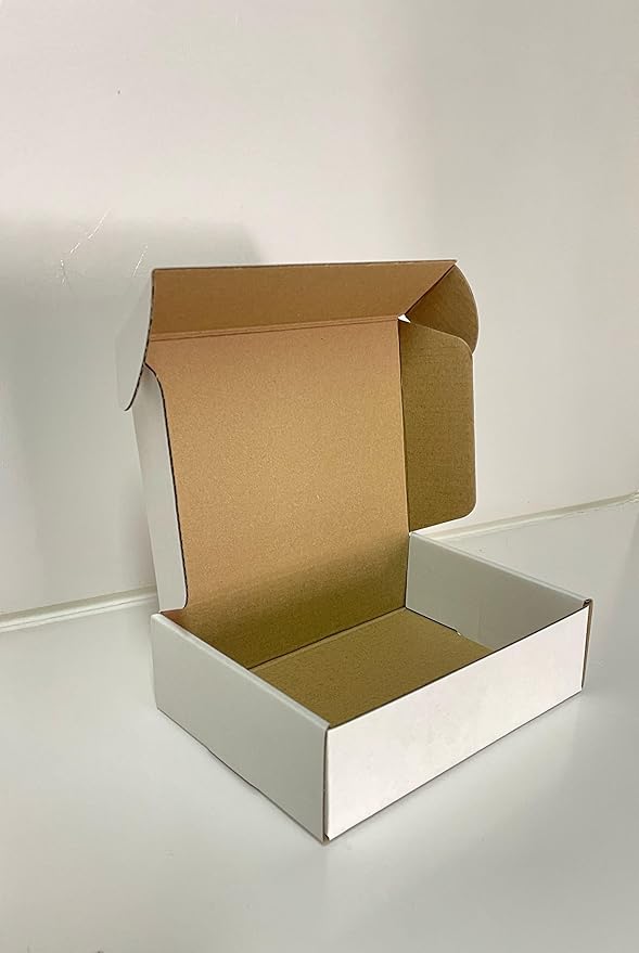 7x5x2 Shipping Boxes Set of 50, White Small Corrugated Cardboard Box, Mailer Box
