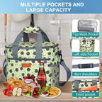 Iknoe Large Cooler Bag Collapsible 24 Can Insulated Bags Leakproof Lunch Cooler Tote with Multi-Pockets for Adult Insulated Thermal Bag for Beach, Picnic, Office Work(Leaf)