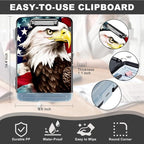 Clipboard with Storage,Heavy Duty Plastic Storage Clipboard with Low Profile Clip,Teacher Must Haves,Office Supplies,American Flag Owl