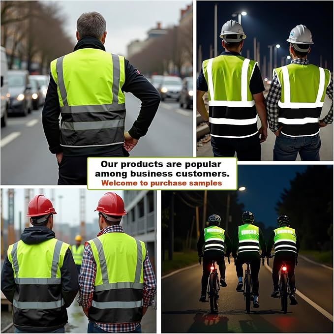 BeautyWill 10/20 Pack Custom Logo Safety Vest,Bulk High Visibility Class 2 Reflective Work Vests