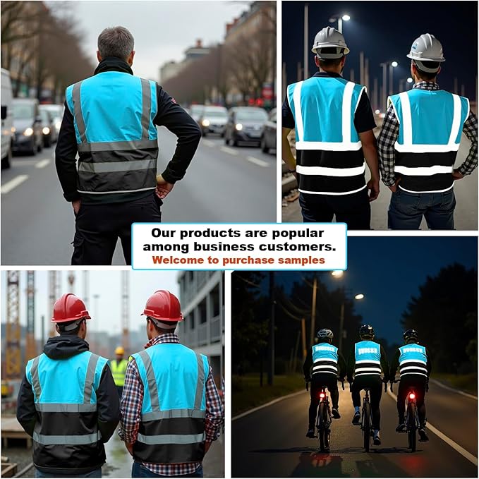 BeautyWill 10/20 Pack Custom Logo Safety Vest,Bulk High Visibility Class 2 Reflective Work Vests
