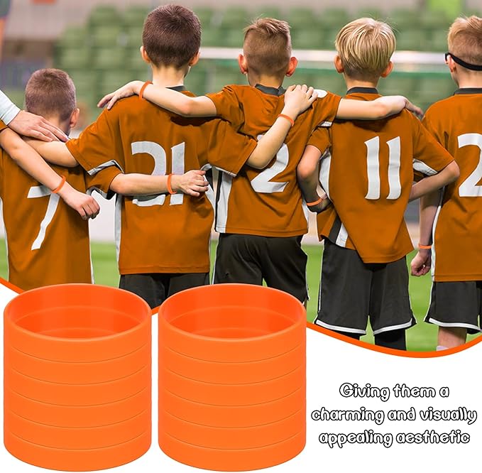 Rubber Bracelets Silicone Wristbands Unisex 100 Count, Sport Stretch Elastic Wrist Band Bulk For Party Team Gift-Orange