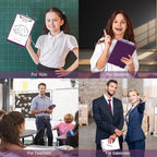 Small Clipboard with Storage, A5 Clipboards with Pen Holder, Half Letter Clip Boards 6x9 Mini Plastic Clipboard with Low Profile Clip for Classroom, School, Office Supplies (Purple)