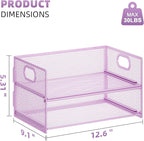 Marbrasse 2 Tier Paper Organizer Letter Tray, Mesh File Organizer with Handle, Paper Sorter Desk Organizer for Home Office Supplies - 2P Purple