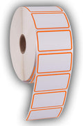 2.25" X 1.25" Direct Thermal Perforated Stickers Labels for Barcodes, Address, Consignment - Compatible with Zebra, Rollo, Godex and More (Orange Border, 12 Rolls)