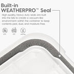 IRIS USA WeatherPro 47 Qt Storage Bins with Lids, 2 Pack, BPA-Free Plastic Gasket Box with Tight Latch and Seal, Stackable Nestable Tote Tub - Clear/Black