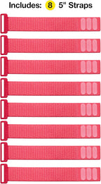 Wrap-It Storage Cinch Straps - 5" (8-Pack) Coral - Appliance Cord Organizer and Cable Ties for Chargers and Home Office Accessories