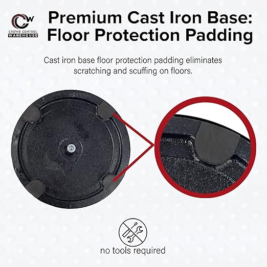 Crowd Control Warehouse CCW Set of 2 Dual Retractable Belt Barrier Stanchion, Cast Iron Base Black Post, IRBB-100D (11 Belt, Green Belt)