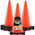 Xpose Safety 28 Inch Orange Traffic Cones, 6-Pack - Multipurpose PVC Plastic Safety Cone for Parking, Soccer, Caution, Kids and Construction - DOT Approved