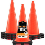 Xpose Safety 28 Inch Orange Traffic Cones, 6-Pack - Multipurpose PVC Plastic Safety Cone for Parking, Soccer, Caution, Kids and Construction - DOT Approved