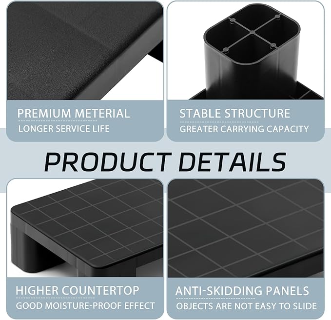 2 Pcs Plastic Pallet for Basement Storage Easy Stack Lightweight Floor Pallet Display Flooring Room Supermarket Christmas, Support up to 2000 Lbs (15.7'' L X 12'' W X 4.7'' H,Black)