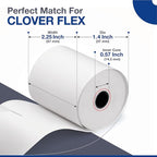 Clover Flex Paper Rolls - 100 Rolls - 2 1/4'’ x 50’- 48 GSM - Clover Flex Receipt Paper Compatible for C401, C403, C405 and C406 POS Machines - BPA Free Material