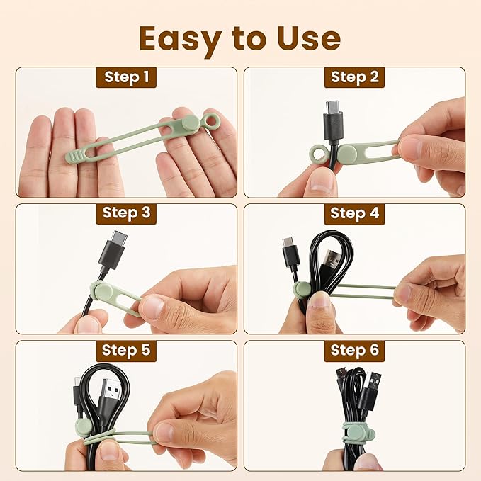 30Pcs Silicone Cable Ties,Reusable Data Cable Organizer for Office, Multipurpose Elastic Cord Management Ties for Bundling and Fastening Cable Cords Wires