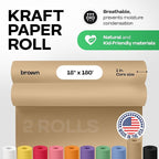 Brown Kraft Paper Roll 18" x 2160" (180 feet), Pack of 2 - USA-Made Brown Paper 30lb Thickness for Packing, Moving, Shipping, Crafts/Arts - 100% Recycled Natural Wrapping Material by IDL Packaging