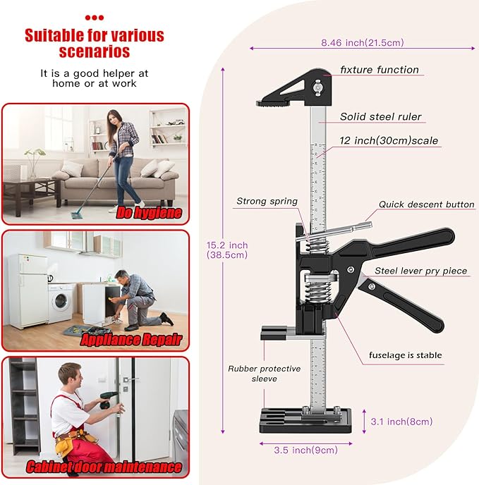 Labor-Saving Arm Jack Multifunctional Construction Jacks, Furniture Jacks，Lift Height 9 inches 400lb Load-Bearing for Installing Windows and Doors, Lifting Furniture, Woodworking Tools