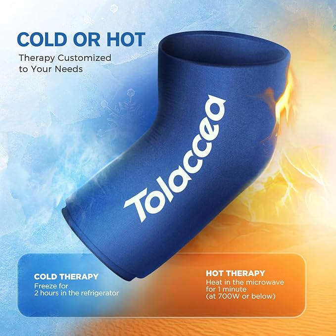 Elbow and Knee Ice Pack - Cold Ice Sleeve with Reusable Gel & Cold Therapy Compression for Knee, Shin Splints, Calf Strain, Flexible Ice Pack forTennis Elbow, Tendinitis (Medium (Pack of 1), Blue)