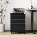 3 Drawer File Cabinet，Mobile Filing Cabinet with Lock and Wheels，Un-Assembled Metal Under Desk File Cabinets for A4/Letter/Legal Size（Black