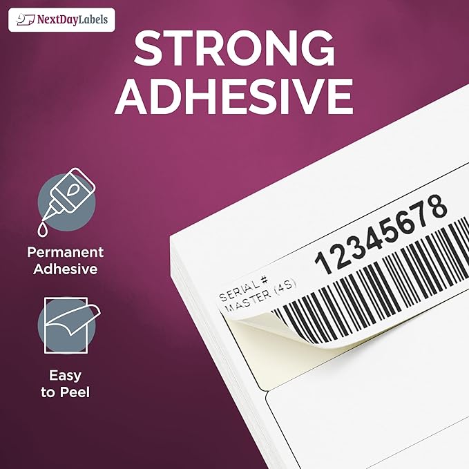 NextDayLabels – 4" x 1-1/3" Rectangular Sticker Labels for Printer - White Laser/Inkjet Printer Labels Return Address Labels Shipping Label Stickers (500 Sheets, 14 Per Sheet, 7000 Labels)