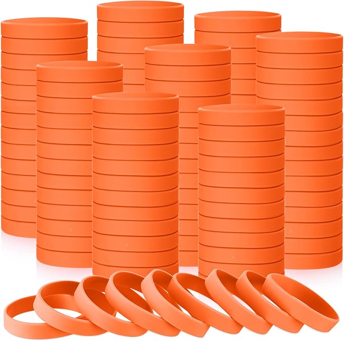 Liliful 100 Pcs Silicone Rubber Wristbands Rubber Wristband Bracelet Bands for Silicone Wristbands for Women Men(Orange)
