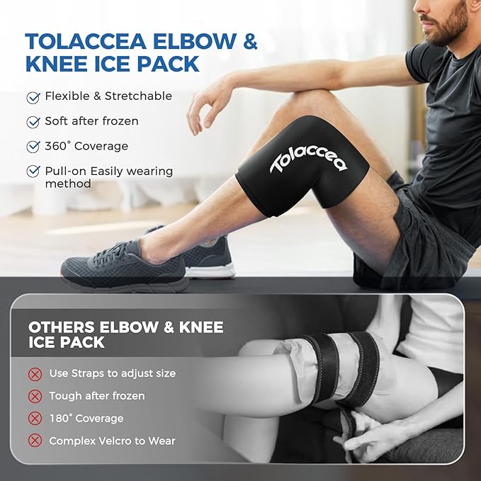 Tolaccea Hot & Cold Therapy Flexible Ice Packs (Black, X-Large)