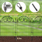 Dog Fence Outdoor for Yard, 32 Inch(H) 24 Panels Total Length 52.5 Ft(L) Pet Fence, Black Metal Animal Barrier Fencing，Reusable Decorative Fences for Garden │Patented