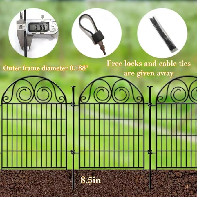 Garden Fencing 36 Inch High, 4 Panels Total Length 8.8 Ft Dog Fences Outdoor for Yard, Dog Digging Fence Barrier, Reusable Defense Fence for Yard│Patented