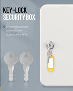 Uniclife 28 Position Key Cabinet with Key Lock Wall Mounted White Security Storage Box Steel Key Organizer with Colorful Key Tag Labels Stickers and Hooks